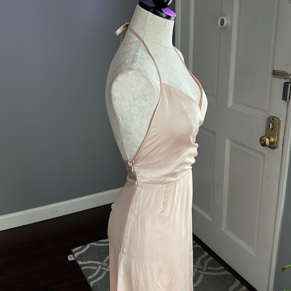 Pretty Little Things Lucie Champagne High Slit Dress - Picture 4 of 9